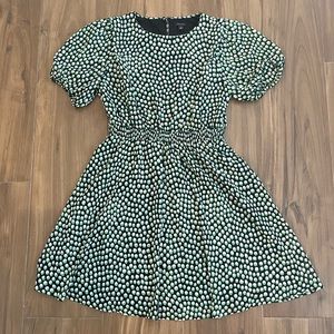 ANN TAYLOR smocked waist dress - black/green/white - size 12
